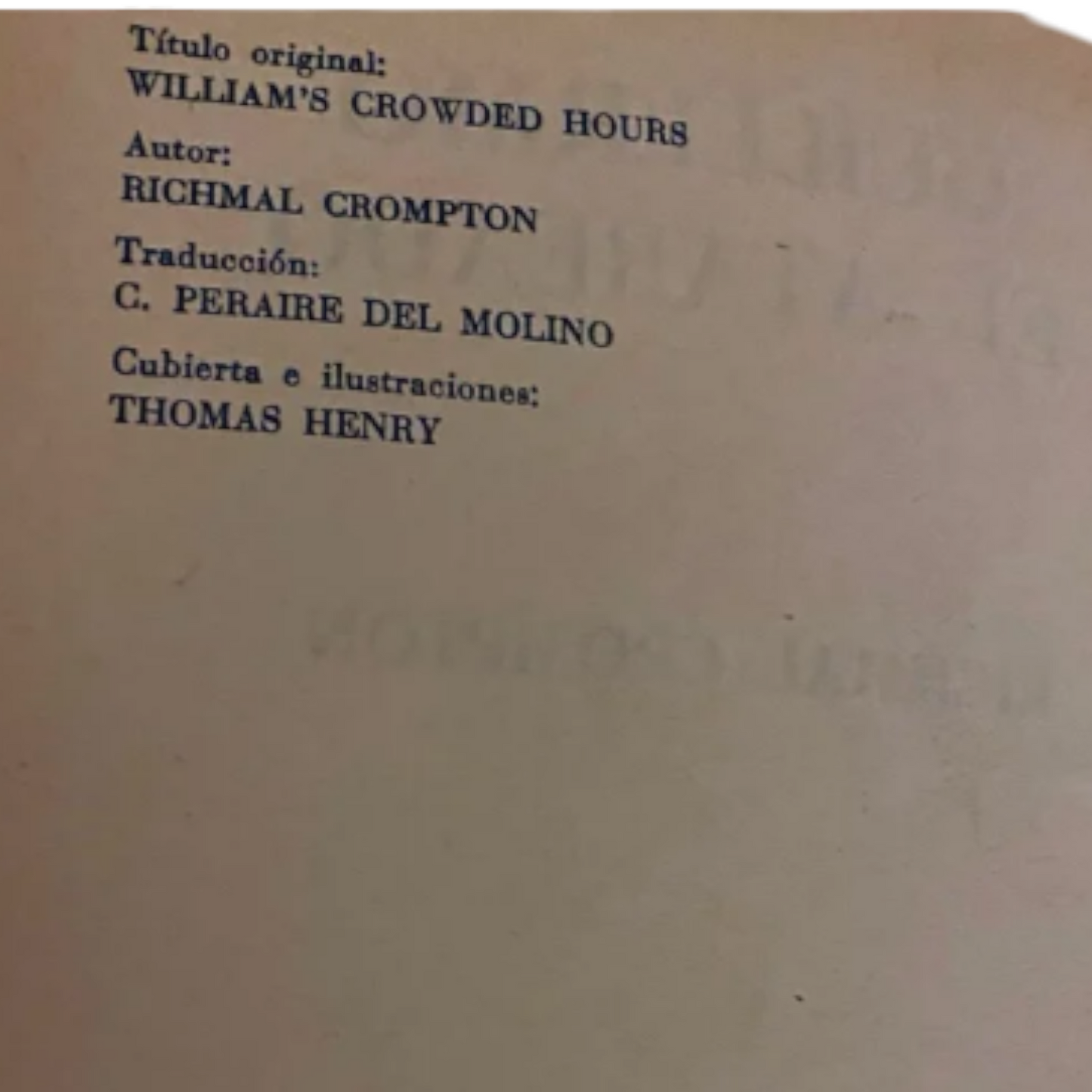 Pagina interior de libro con datos editoriales y traduccion titulo original en ingles y creditos Guillermo Literatura juvenil