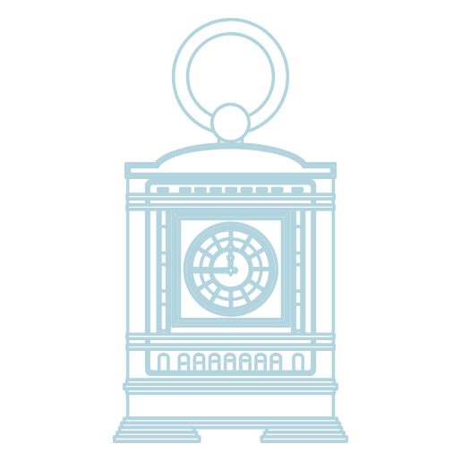 Reloj de sobremesa tipo carruaje con asa superior y esfera decorativa en ilustración azul claro relojes vintage únicos