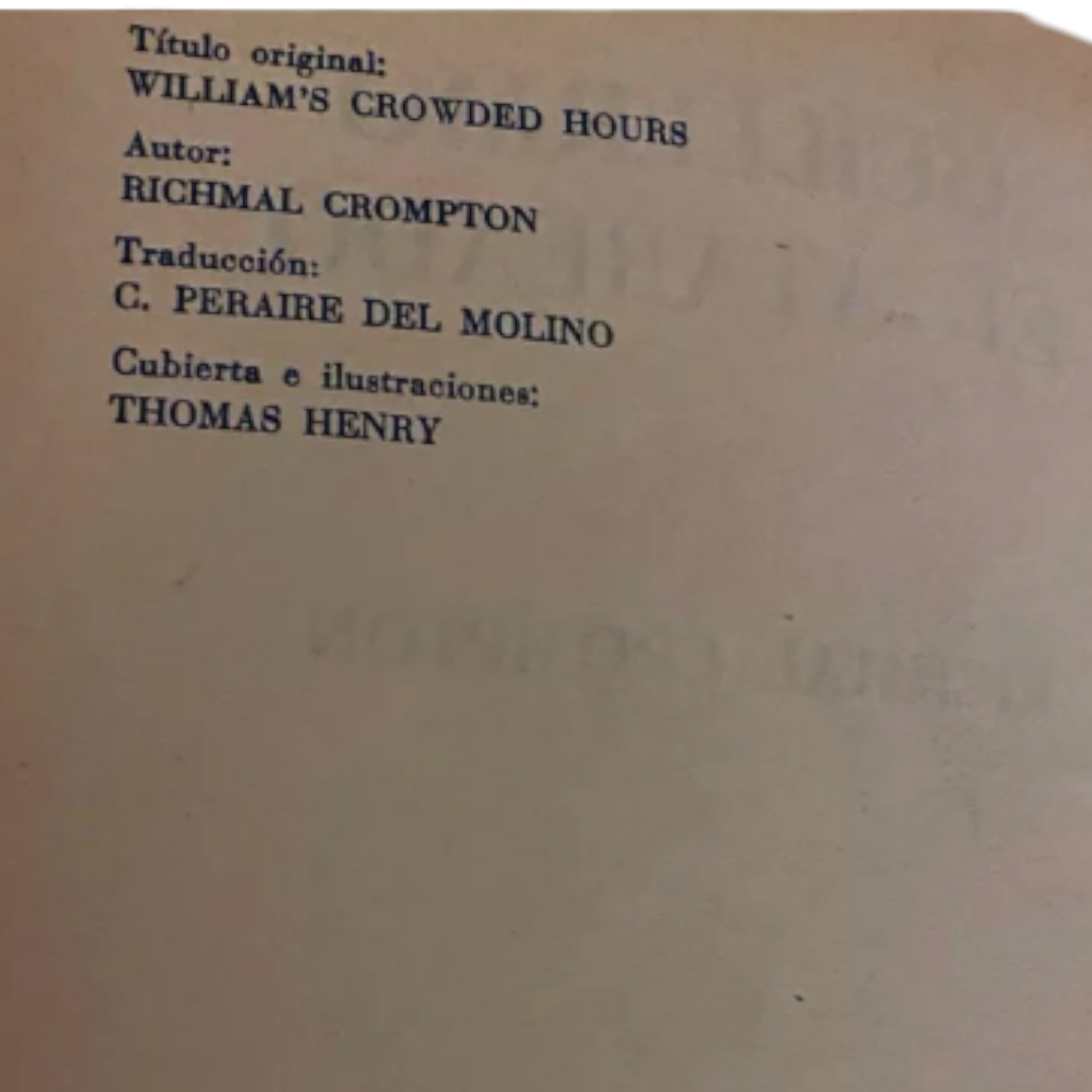 Pagina interior de libro con datos editoriales y traduccion titulo original en ingles y creditos Guillermo Literatura juvenil